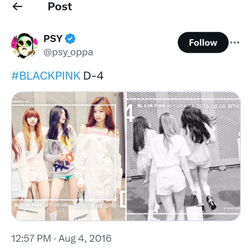bponrepeat_1's tweet photo. Psy is one of the only seniors from ygent that has publically supported blackpink since their debut 😭 https://t.co/rq28TjHn17