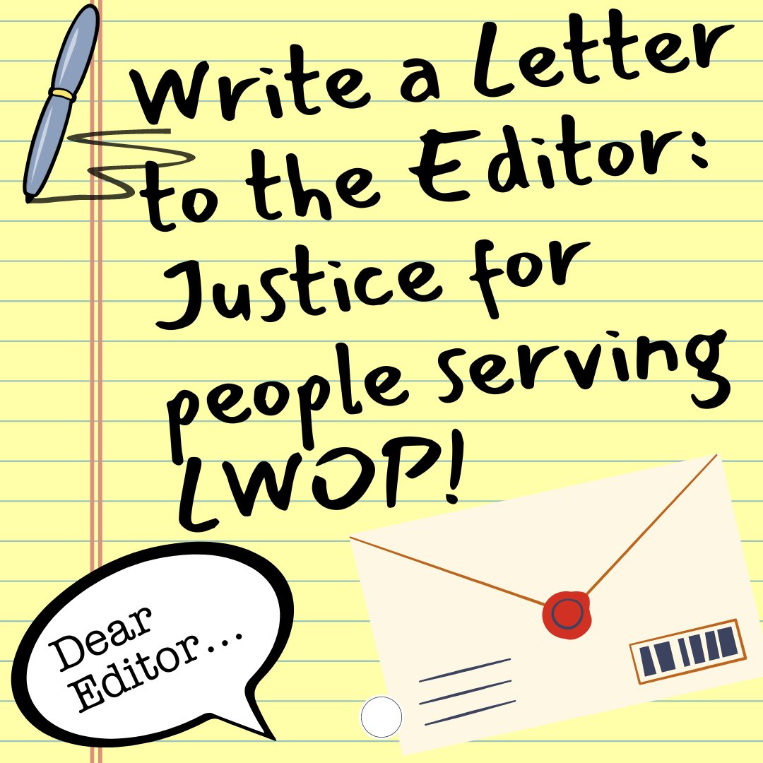 🚨LWOP sentences are racist, inhumane, costly, and do not contribute to public safety. 📝Submit a letter to the editor urging justice for people serving LWOP (life without parole). Use this toolkit to make your voice heard 📲 tinyurl.com/SDUTlett #CareNotCages