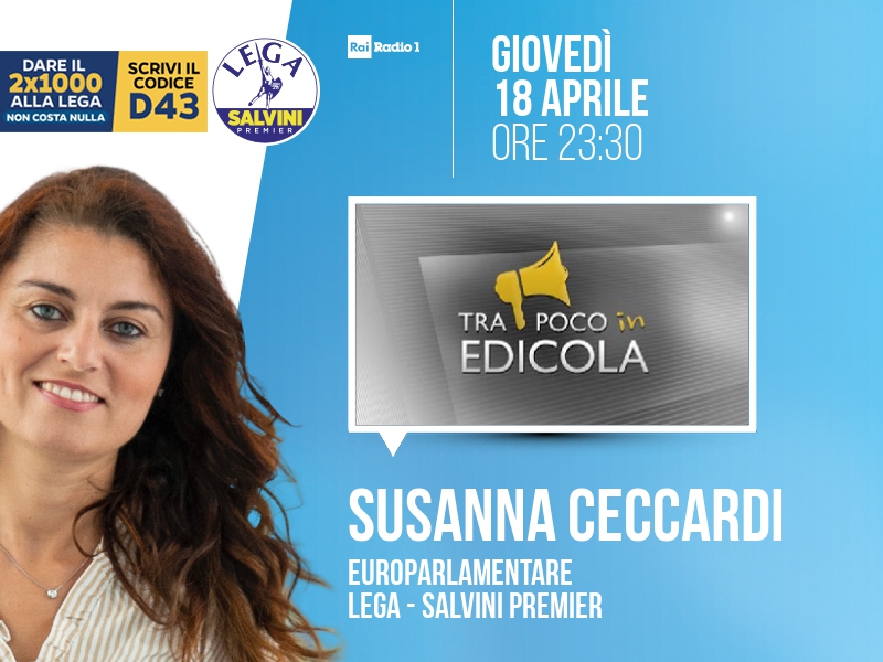 Noiconsalvini's tweet photo. Susanna CECCARDI, Europarlamentare - Lega - Salvini Premier > GIOVEDÌ 18 APRILE ore 23:30 a "Tra poco in edicola" (Rai Radio 1)
Streaming: https://t.co/xMmXEU4EH5 | Tw: @Radio1Rai #trapocoinedicola https://t.co/D6KJsSOplv