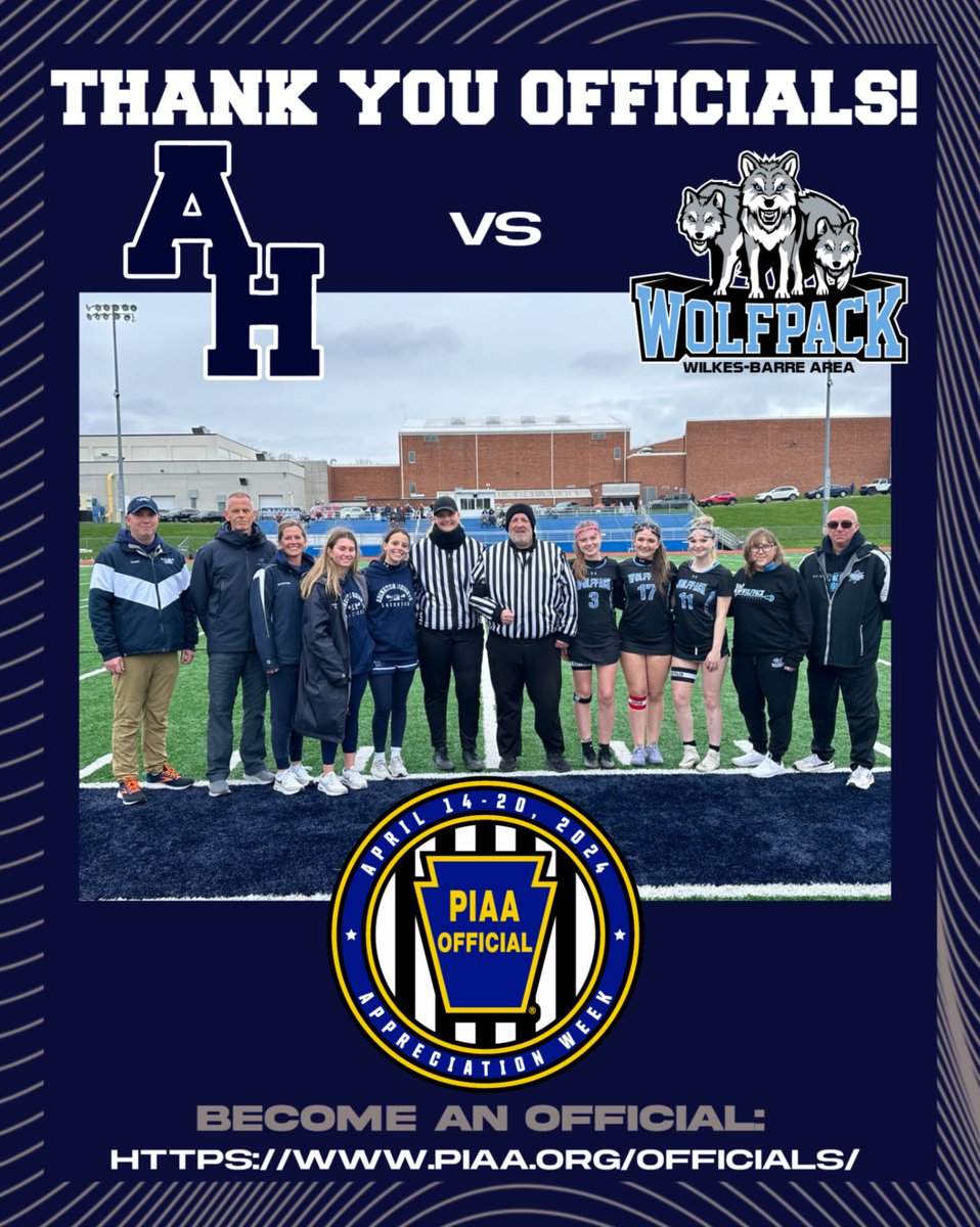Thank you to Tracie Davis & Walter Blejwas for officiating our Girls Lacrosse game vs. Wilkes Barre Area today 🥍 @PIAASports is always looking for new officials - please consider joining the team: piaa.org/officials/ #ThankYouOfficials #benchbadbehavior #GoComets☄