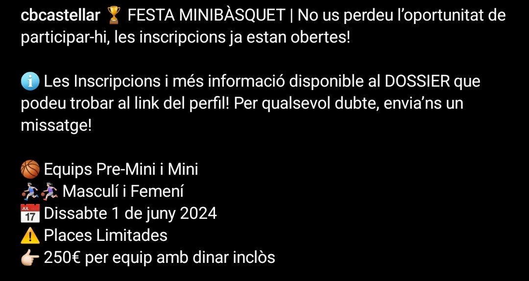 L'1 de juny serà un gran dia per jugar a 🏀🏀🏀🏀

Us esperem! 

Més informació per DM

<a href="/FCBQ/">FCBQ</a> <a href="/femcastellar/">Fem Castellar</a>
#casteLLARdelbasquet