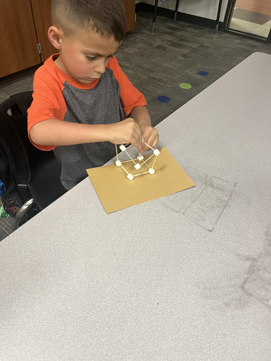 Marshmallow vertices and toothpick edges to create cubes! Kinder kiddos had a blast exploring attributes of a cube today! #CFISDSpirit #WeAreAdam @CFISDPK1 @AdamElementary