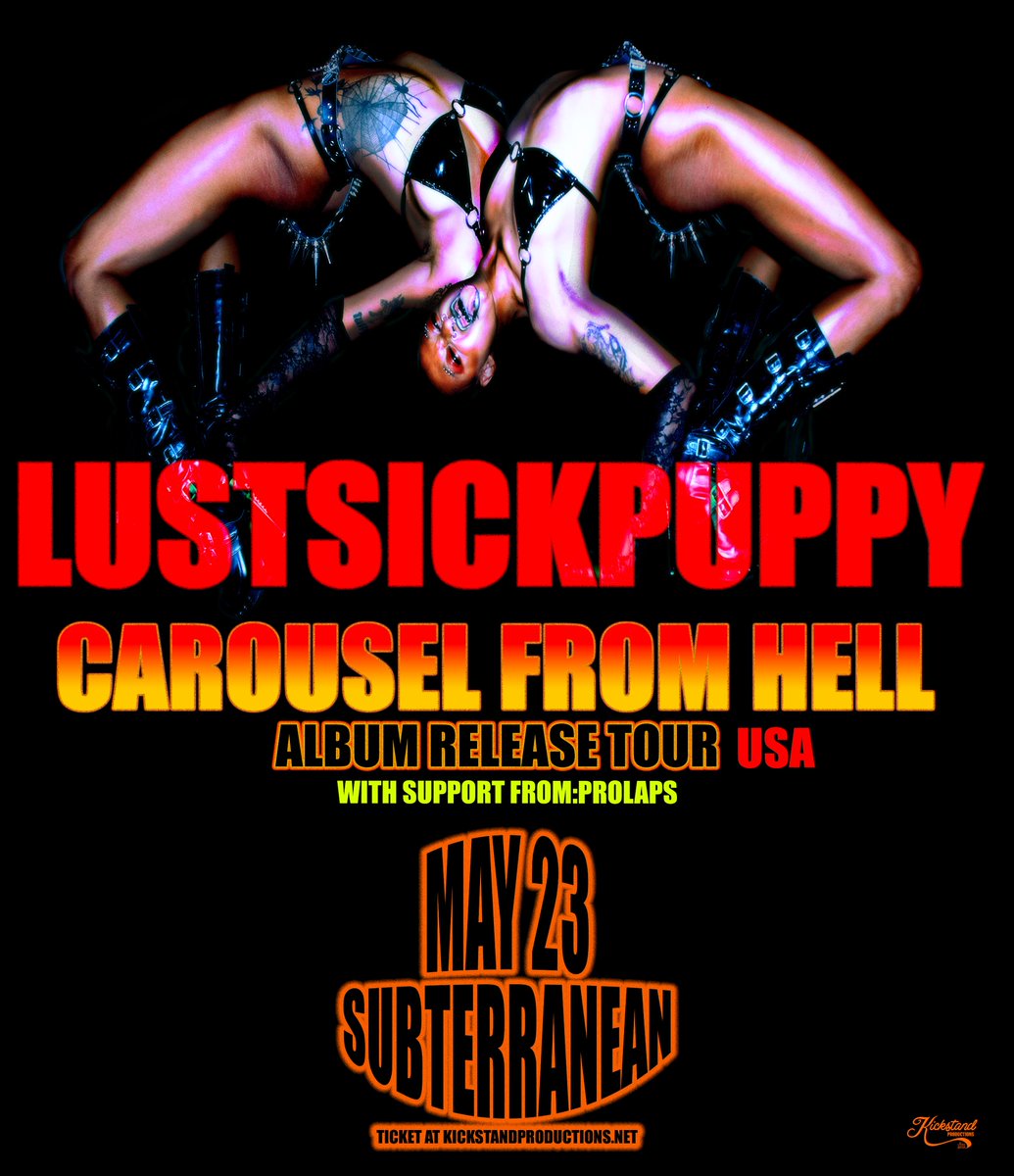 ⛓🔥 JUST ANNOUNCED 🔥⛓ @lustsickpupppy at @subtchicago with @prolapsnyc on Thurs., May 23! 🎟 Tickets on sale NOW >> bit.ly/3xBlkVY