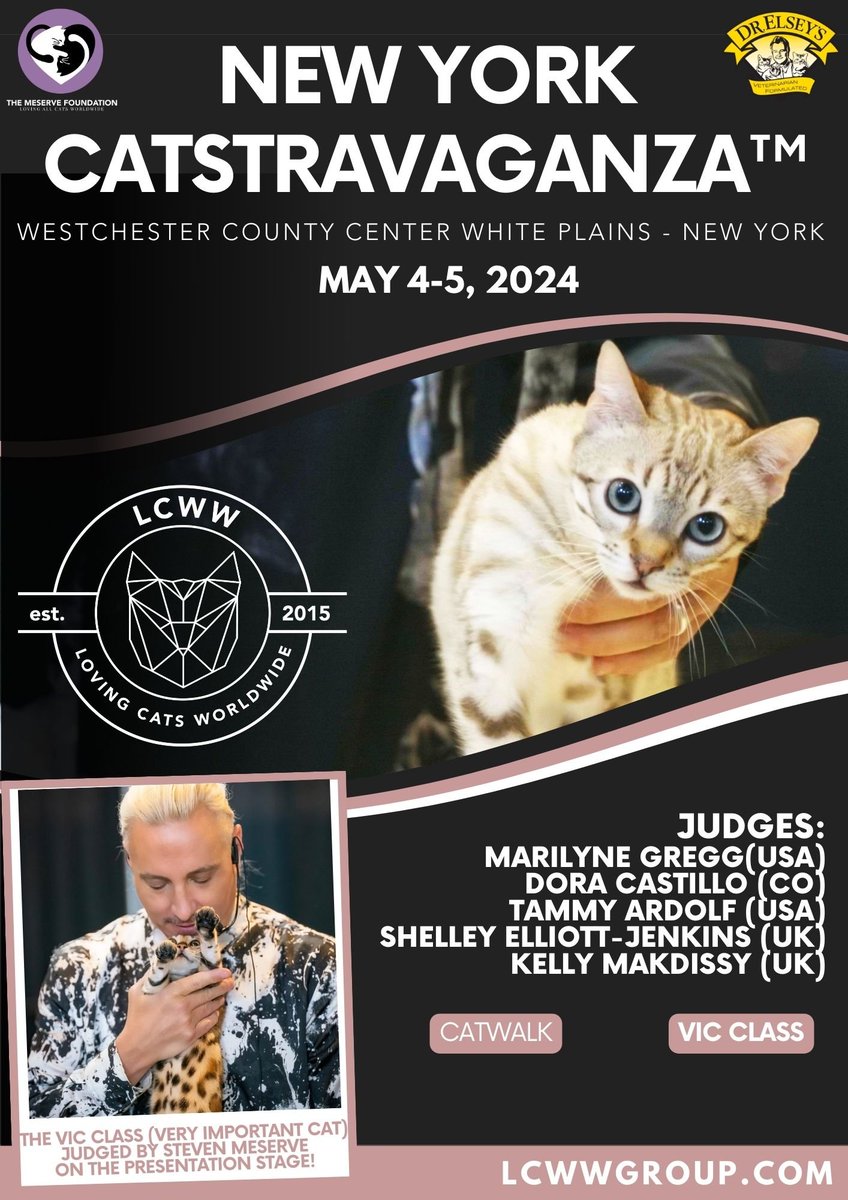 This May 4th and 5th, join Rock n'Resue at The Westchester County Center for the New York CATstravaganza in NY put on by @LCWWGroup 🐈 Cat lovers unite for a family furr-iendly weekend. Support local charities and more! #catstravaganza #cats #kittens #adoptdontshop❤️