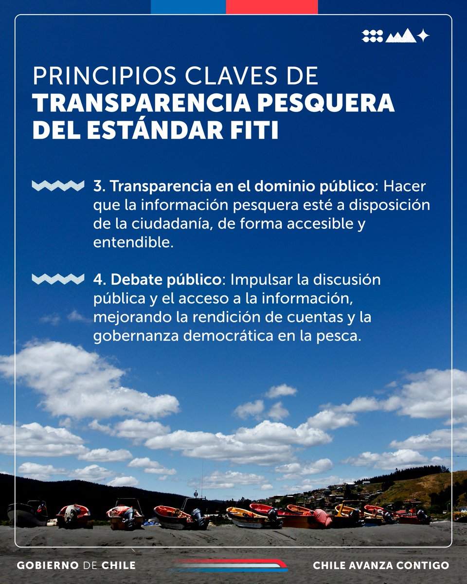 En el marco de @OurOceanGreece 2024 oficializamos la adhesión al #EstándarFiTI por parte de @subpescacl, corroborando el compromiso con la transparencia en el sector pesquero, pilar fundamental de la #NuevaLeydePesca.
¡Revisa acá los 4 principios de esta iniciativa!