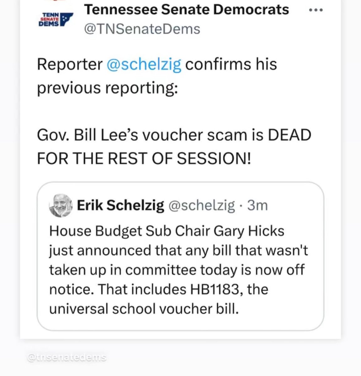 ⁦@TNSenateDems ⁦@schelzig⁩
⁩ 👍💯😀
Paying attention & holding TNGOP legislators accountable is how TNsseans held off the school voucher scam—for now. Vigilance is key. 
#VoteLocal
#LocalElectionsCount