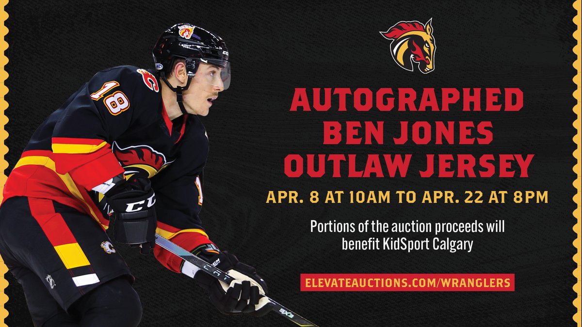 There is still time to get your hands on an autographed Ben Jones Outlaw Jersey!

Portions of the proceeds will go to <a href="/KidSportCalgary/">KidSport Calgary</a>!

Bid now ➡️ elevateauctions.com/wranglers