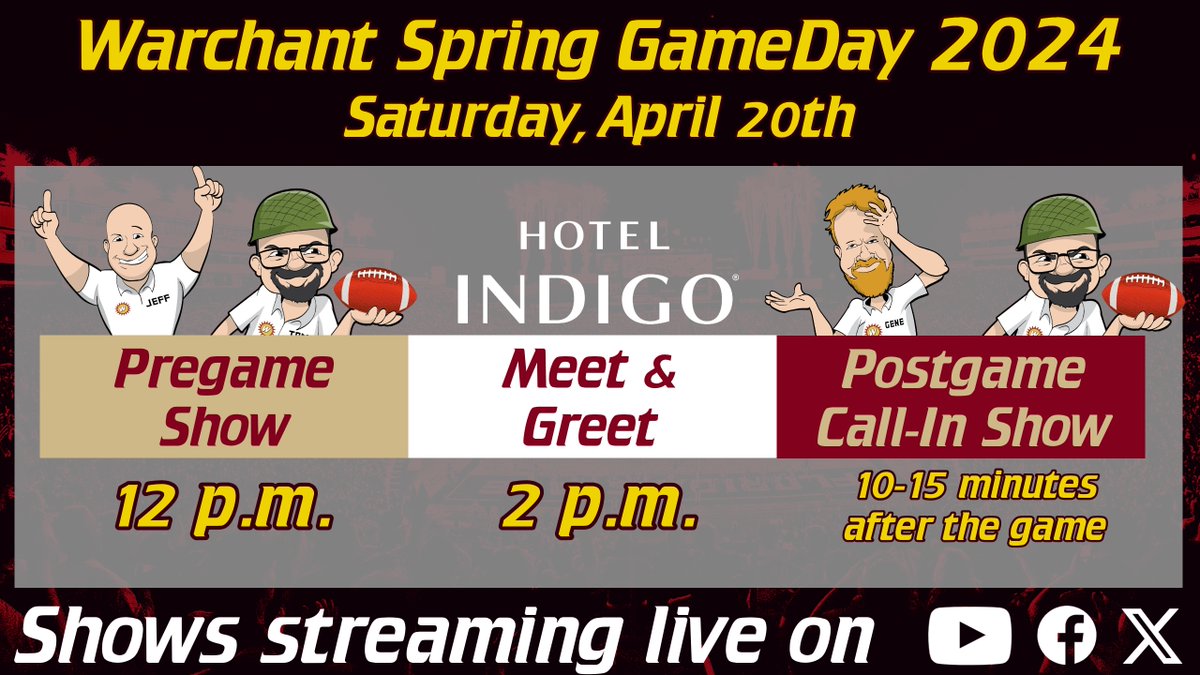 SPRING GAMEDAY WITH WARCHANT! Saturday will be a big day for #FSU and Warchant is your source with live shows and coverage all day! Join us for our Pregame Show with @JCameronShow and @_TomLang at 12 PM, then the Postgame Call-In Show 10-15 minutes after the spring game!