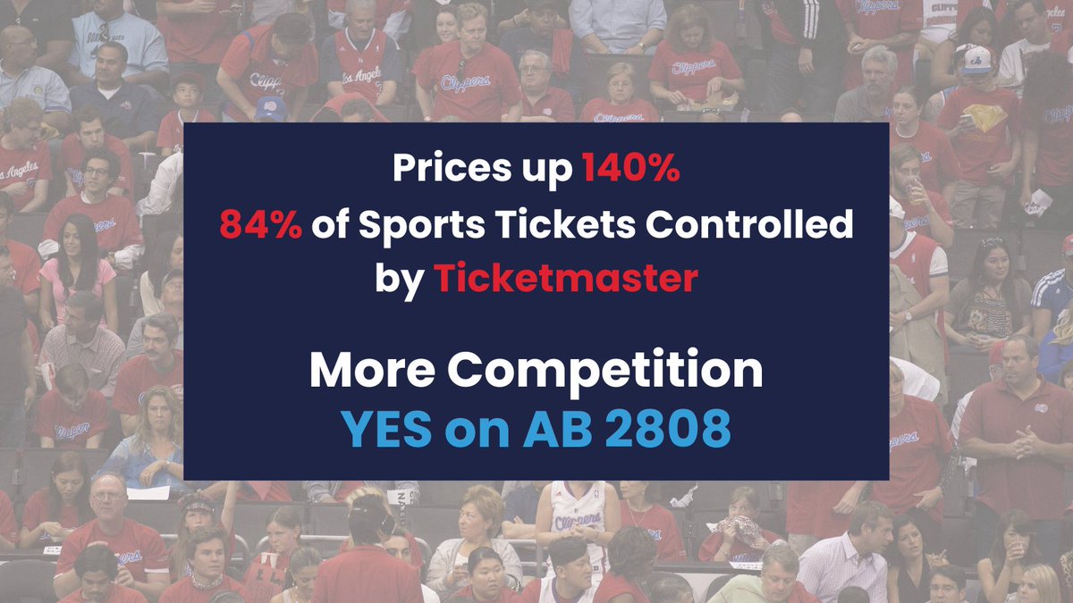 Consumers aren't protected from #Ticketmaster's abuses when we make exemptions for billionaire sports team owners.

We need @BuffyWicks #AB2808 to protect ALL fans. #caleg 

@BauerKahan @AsmJoePatterson @isaacgbryan