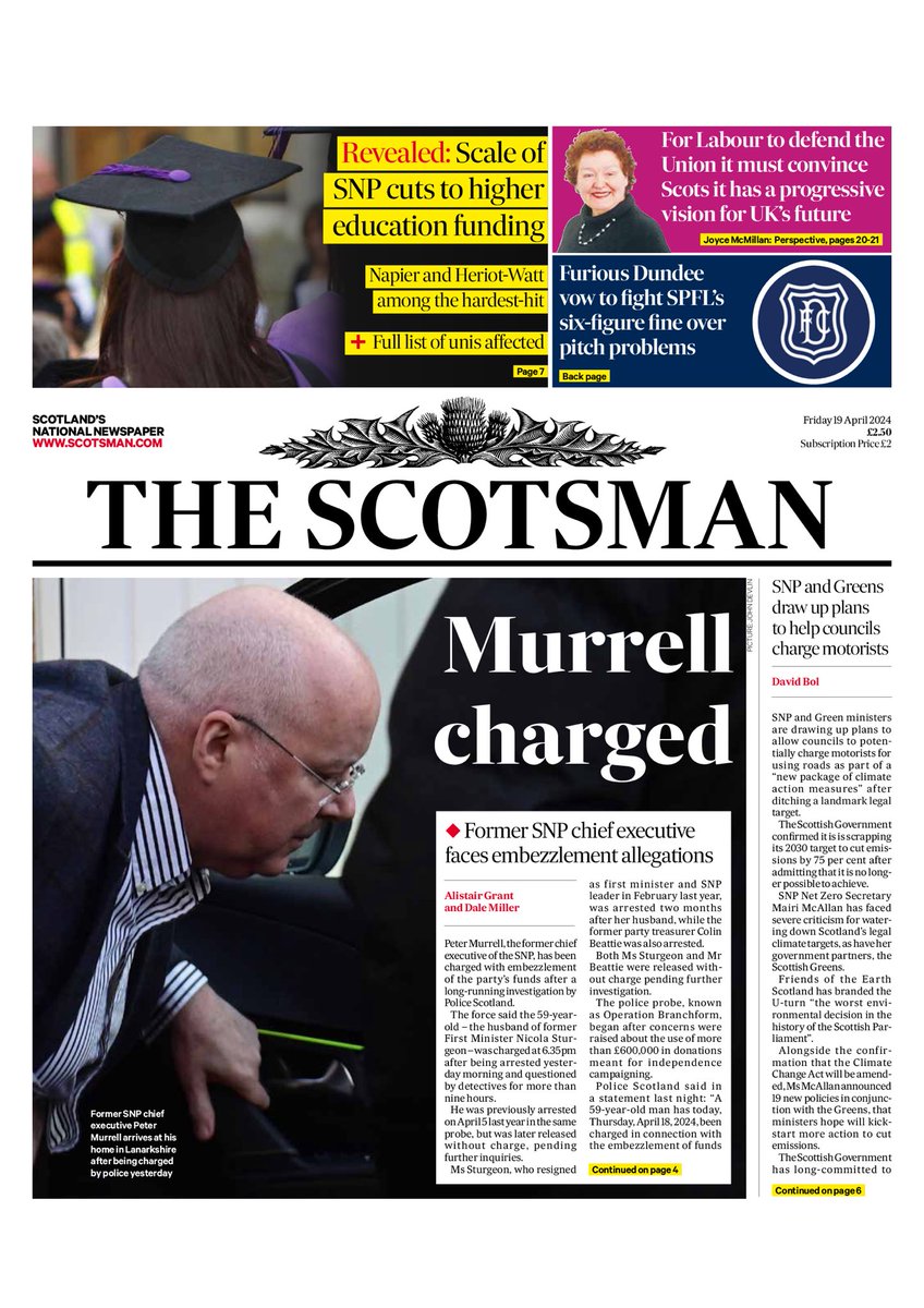 SCOTSMAN: Murrell charged #TomorrowsPapersToday