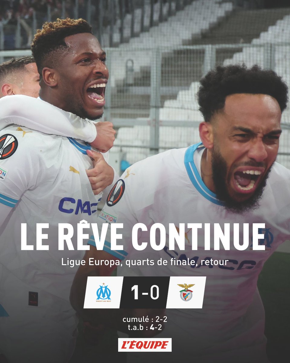 L'OM s'impose aux tirs au but et file en demies de Ligue Europa > ow.ly/CTNf50Rjp0M #OMSLB