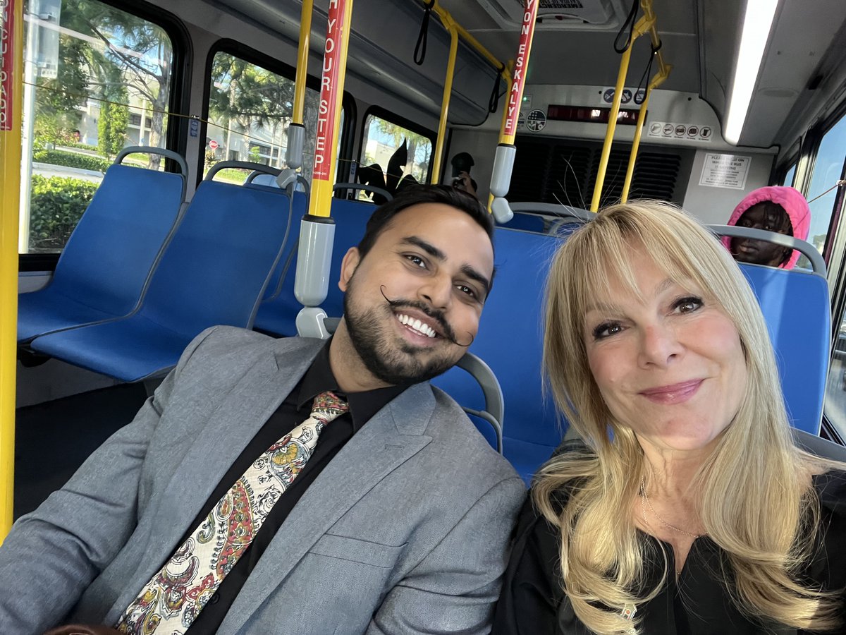 Look who we've got captured here! 📸 Riding Route 1 with Mayor Chelsea Reed of Palm Beach Gardens and Yash Nagal, Director of Transit Planning at Palm Tran, en route to the Transportation Planning Agency Meeting! 🚌 Let's chat about the future of transit in our community!
