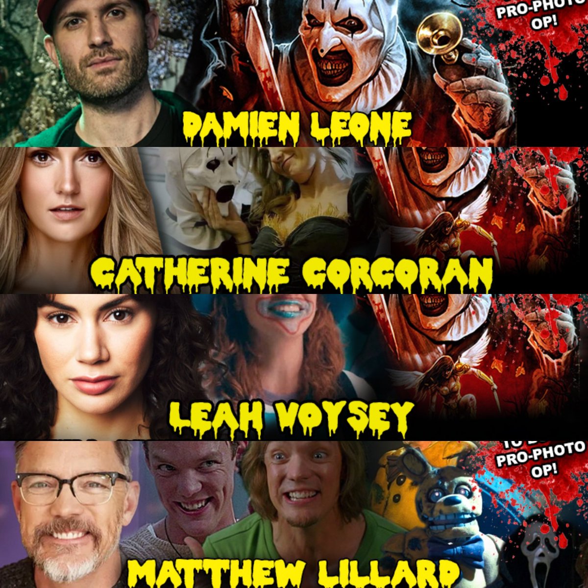 Guests at this year's @MONSTERPALOOZA1 I'm stoked to meet @quiethandfilms #MelissaBarrera @RealDougBradley @TonyTodd54 #davidhowardthornton @damienleone @cathercorcoran @leahvoysey @MatthewLillard