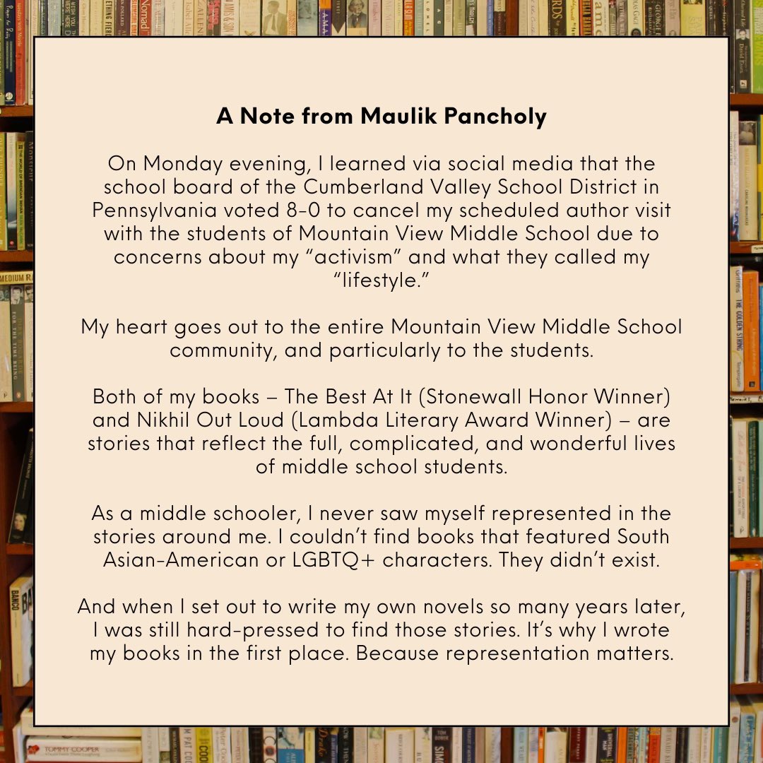 PhilBildner's tweet image. A Note from Maulik Pancholy