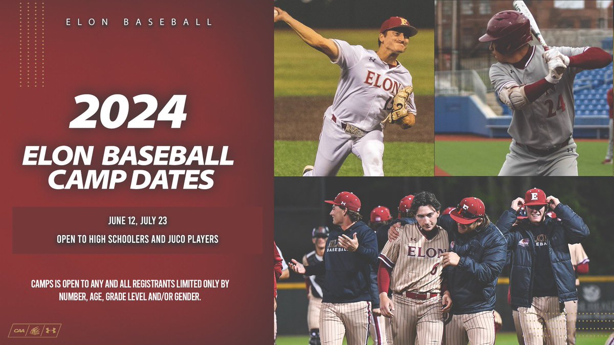 Registration is open for our Summer Prospect Camps! Any student athletes looking for an opportunity to become a Phoenix… Registration and more info⬇️ elonbaseballcamps.totalcamps.com/shop/EVENT