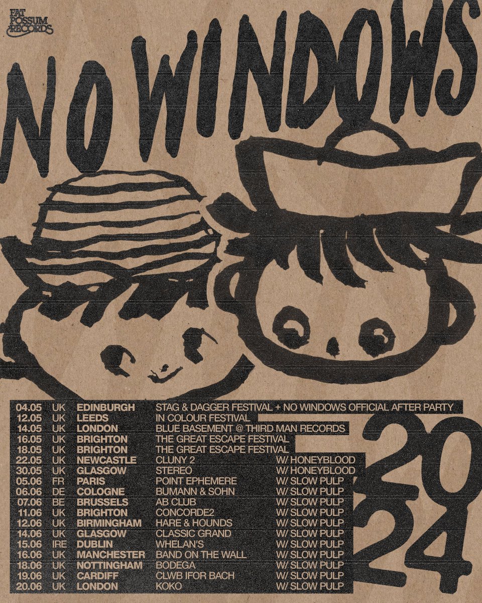 Keep wising up and get yourself a ticket to see @NoWindowsMusic as they cross the UK and venture ‘round Europe. Festivals, headlines plus shows with the mighty @slowpulpband. bandsintown.com/a/13582918-no-…