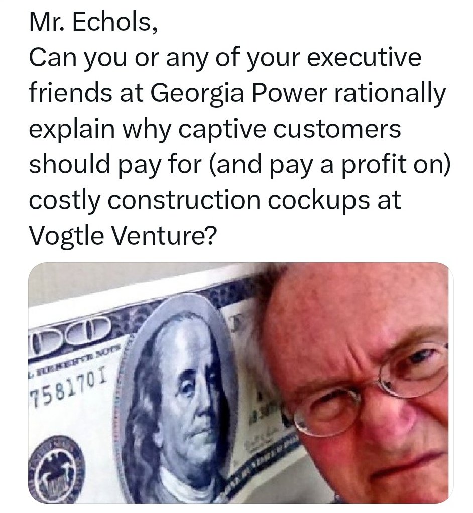 @ErnestMoniz @nebulousmenace @NTI_WMD Hello Mr. Dr. Moniz,
As a Southern Company Boardmember can YOU answer this Vogtle Venture question?   ...Echols can't or won't.
