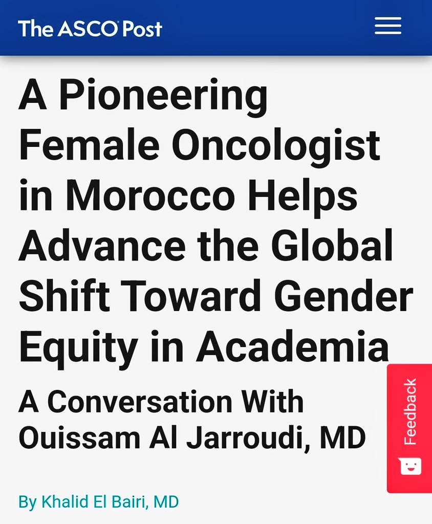 A new incredible @ASCOPost on the fantastic story of a woman oncologist leading the #bcsm in 🇲🇦 setting the stage for all the world!! @OuissamAlJarroudi Edited by Dr @elbairikhalid19 At @ASCO ascopost.com/news/april-202…