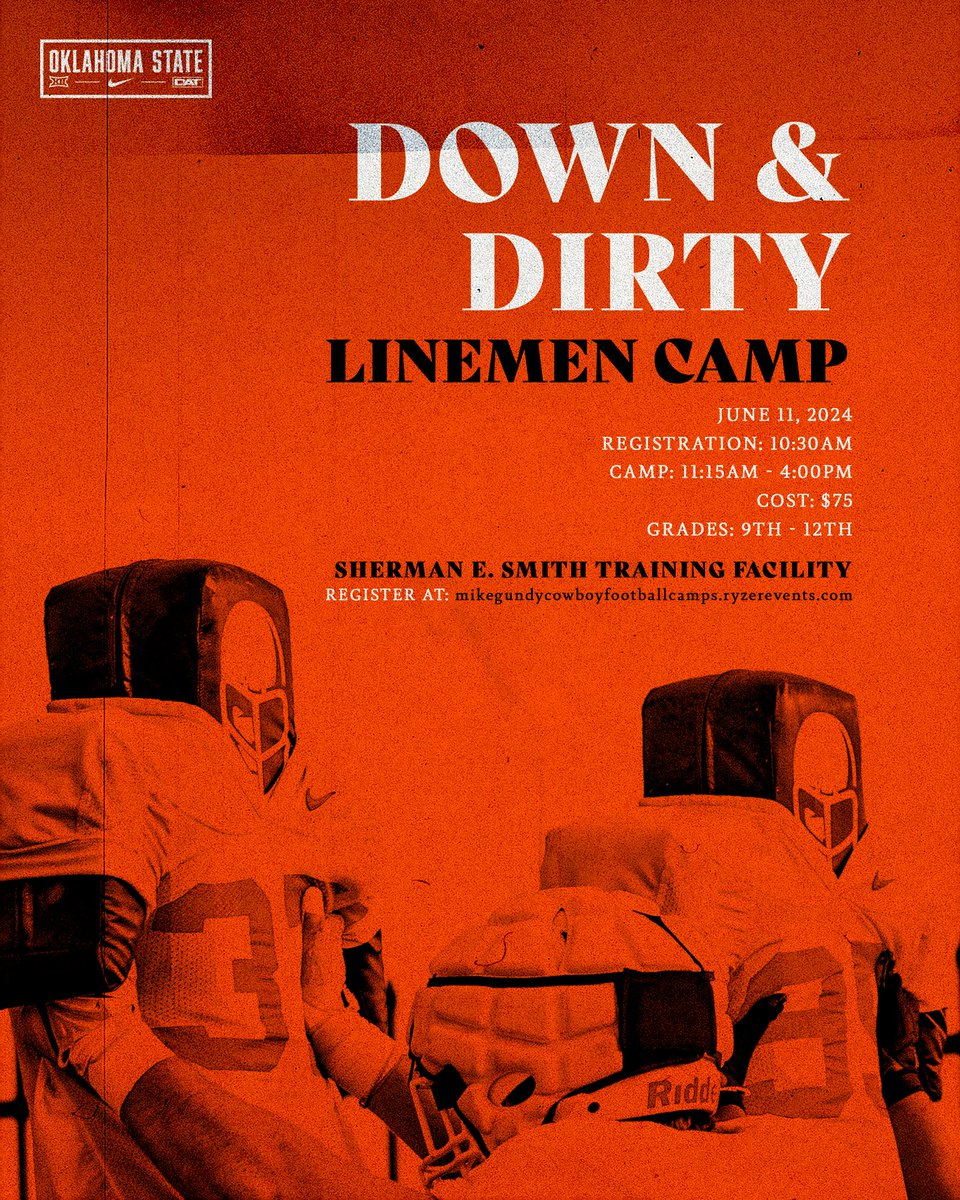 Linemen Camp is open for registration! Sign up at the link below ⬇️ okla.st/CowboyFootball…