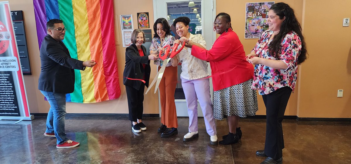 So much joy @CalStateEastBay at the Ribbon Cutting Ceremony for the grand opening of the Queer Unity Center. So appreciative of the student leaders & staff leaders who made this happen. Thank you, President @CathySandeen, for your vision and leadership. @DiversityCSUEB @calstate