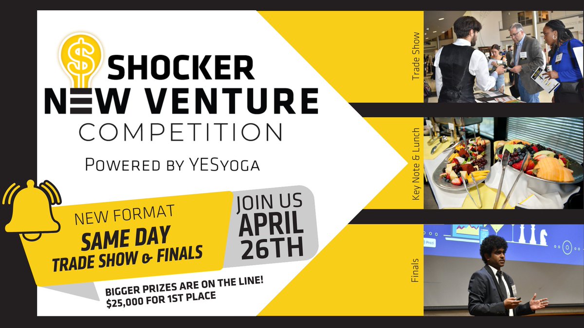 wsucfe's tweet photo. Are you ready to witness @WichitaState students in action as they work to build a #business?
Join us April 26th for an unforgettable day at #SNVC. With exciting events lined up throughout the day, there's a lot to enjoy.
Learn more about the competition:
https://t.co/W8RabKIV8h https://t.co/4PWIt1tldf