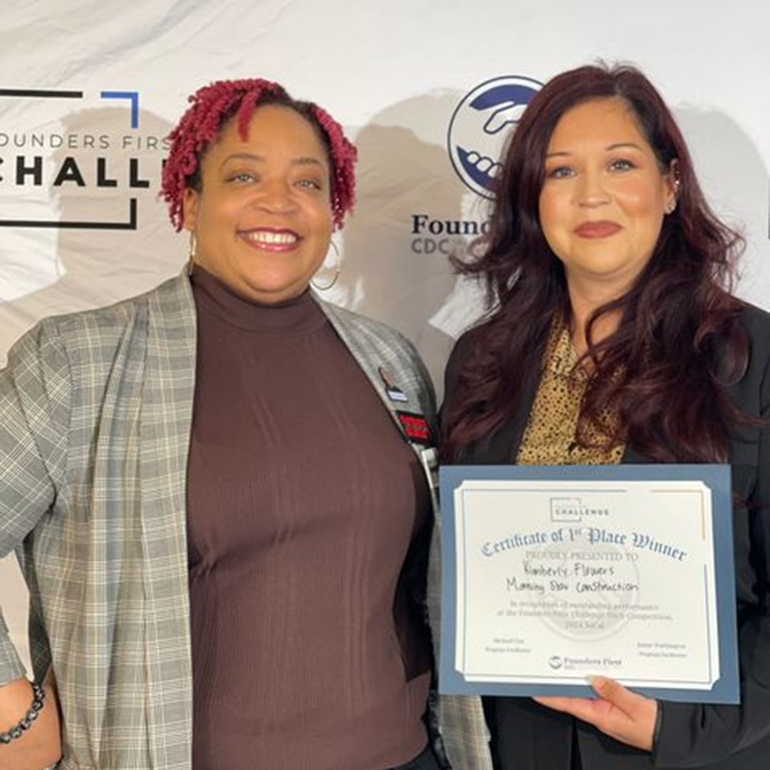 Congratulations to Kimberly Flowers, CEO of Morning Star Concrete Construction, Inc., for winning 1st place in the Founders First 2024 SoCal Challenge Pitch Competition! 👏🏆 #WomenInBusiness #SoCalEntrepreneur #PitchCompetition #DiverseFounders #BreakingBarriers