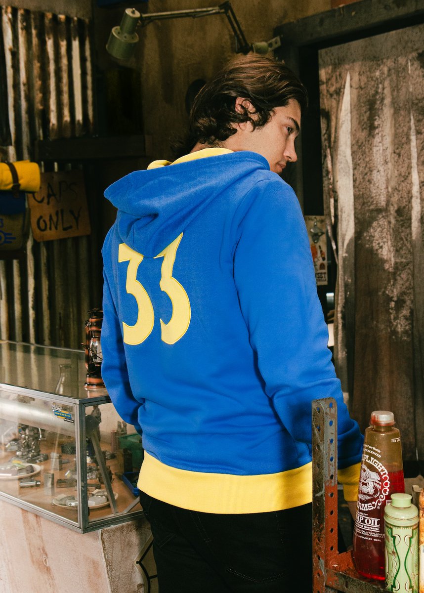 The Vault 33 Hoodie is more than just a piece of apparel. Its iconic blue and yellow design is a reminder of the bonds that unite Vault Dwellers in this unforgiving world. This premium hoodie is now available exclusively on IGN Store! store.ign.com/products/fallo…