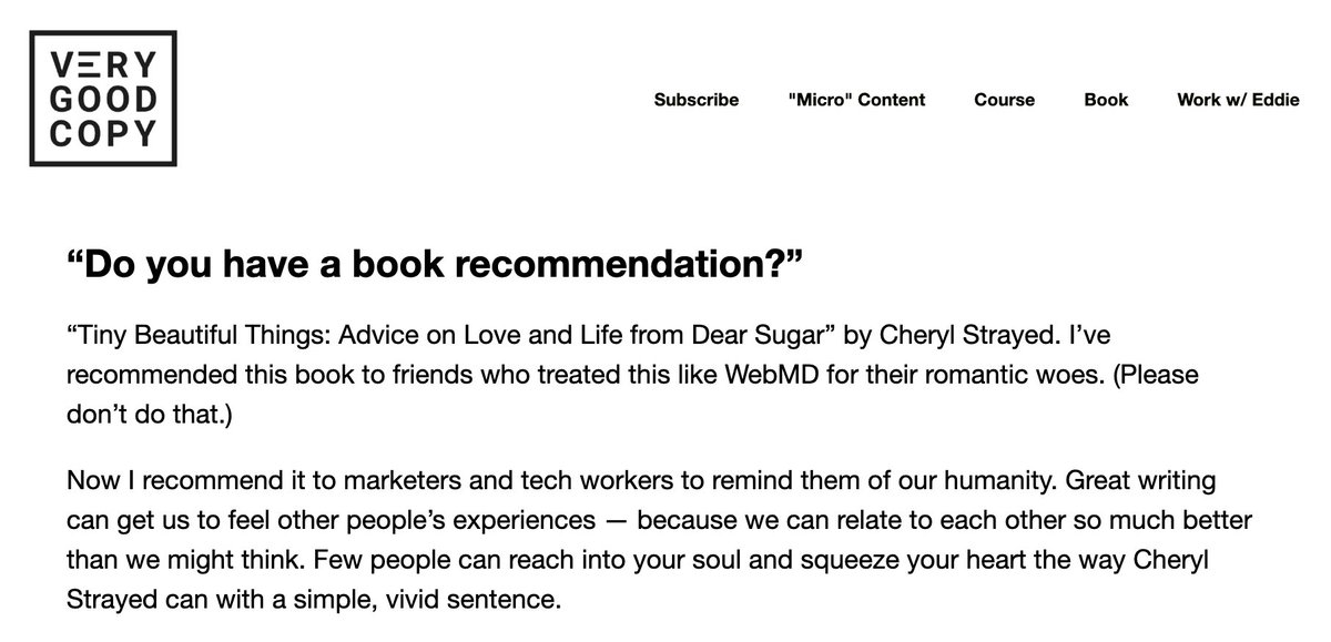 I did this micro-interview for Very Good Copy a while back. I wasn't even referring to AI but... As more of us leverage AI-generated content, great writing — informed largely by our lived experiences — becomes more important than ever.