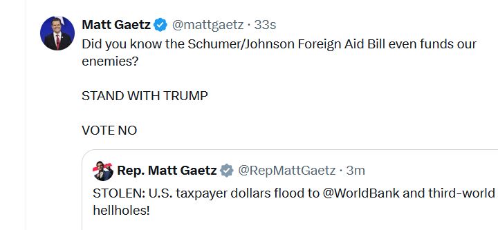 Matt Pedo at it again.. at least he is not pretending that he is supporting the American people or the people of his district, he admits that handing over Ukraine to Putin is Trulmp's desire. He doesn't even try to hide it.