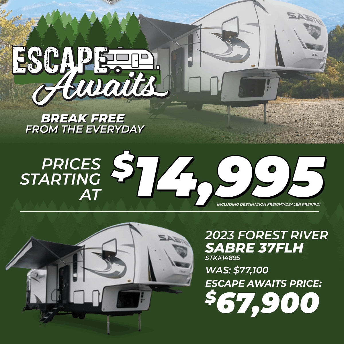 Escape in style and luxury with the new Sabre 37FLH! Over $9K price reduction on this attention-grabbing 5th wheel. Your ultimate getaway awaits! Follow the Fox to BETTER RV SAVINGS!🦊 lerchrv.com/inventory/new-… #goRVing #SabreRV #centralPA #RVsales #WeAre #followthefox #newRVSales