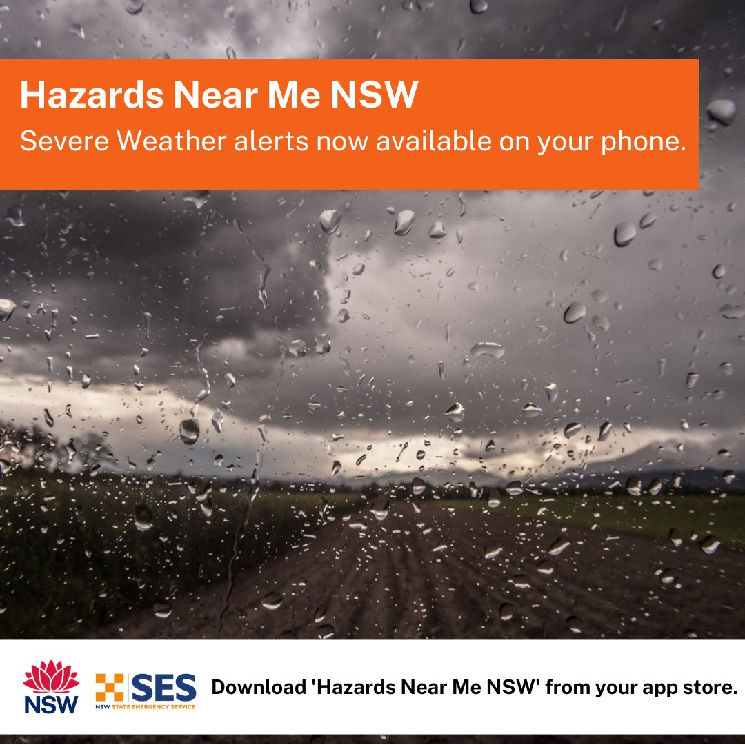 Severe storms can happen at any time. Download the #HazardsNearMe app to be prepared and stay alert of any warnings coming your way! 📲 Find the download links for iOS and Android here: nsw.gov.au/emergency/haza…