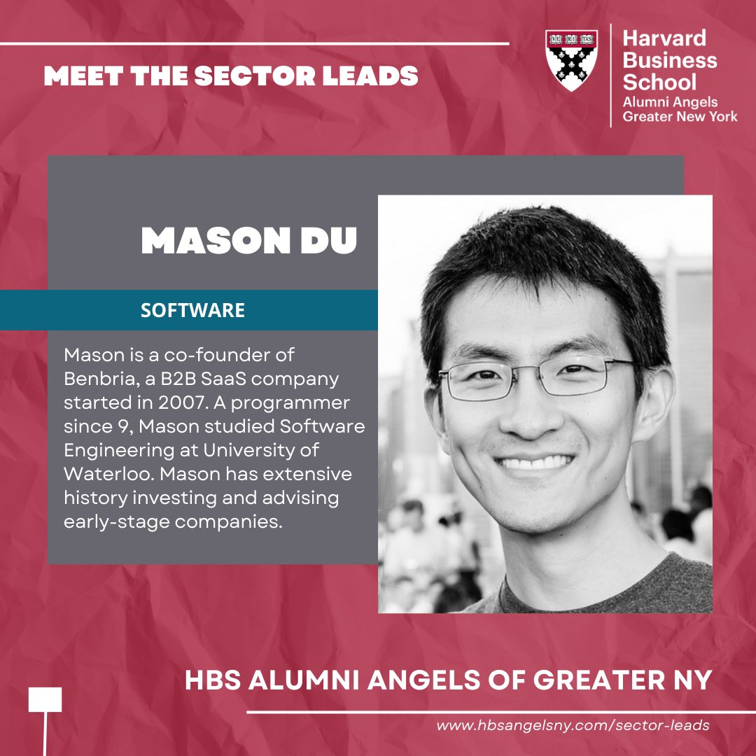 📸 Sector Lead Spotlight! 🤝 Meet Mason Du, Sector Lead for Software at HBSAANY. Read more about our Industry Sector Leads: hbsangelsny.com/sector-leads
