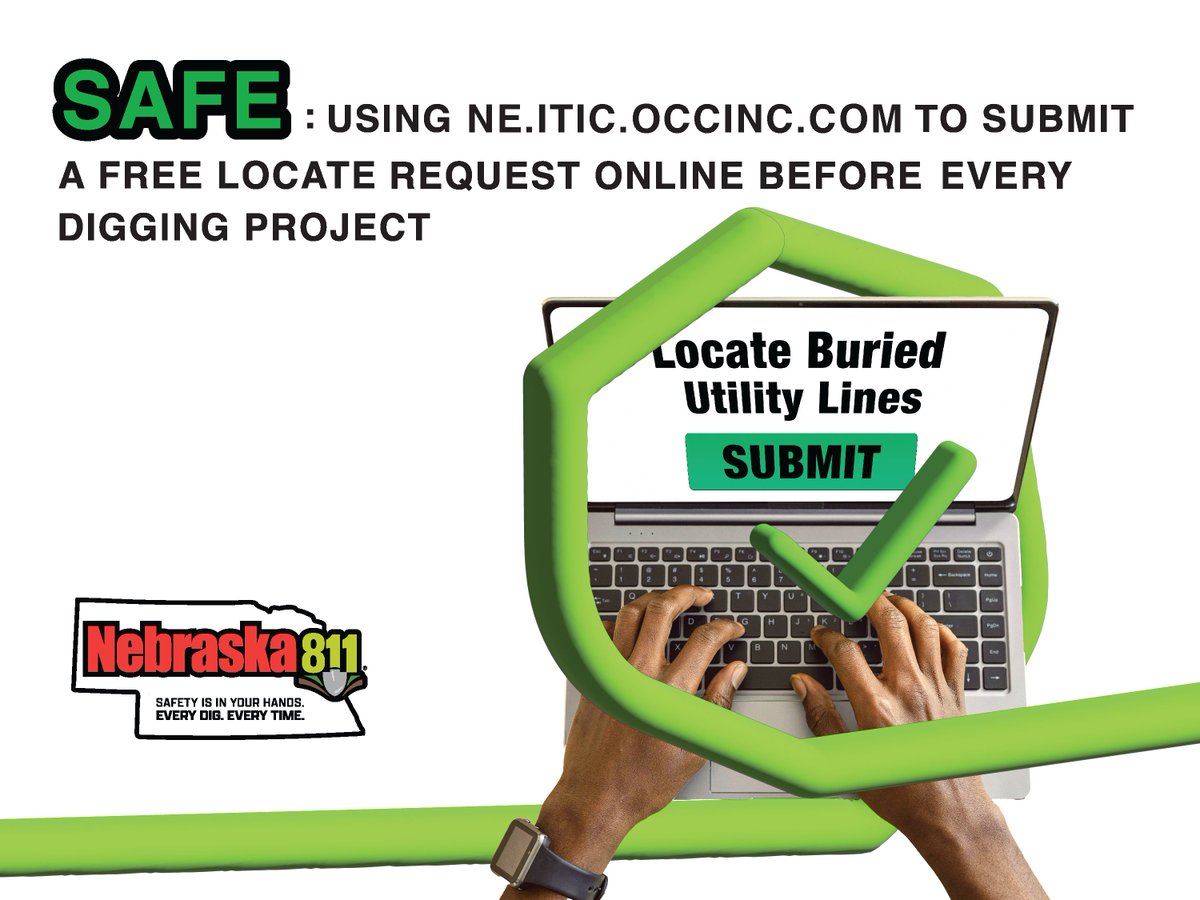 We make it easy to submit a free #locaterequest to have your project site marked for buried utility lines. This simple step only takes a few minutes to complete and significantly reduces the likelihood of causing costly and dangerous damage. ne1call.com