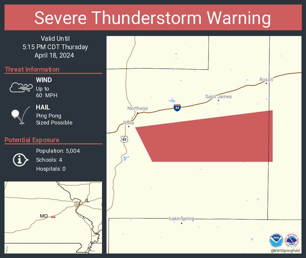 Severe Thunderstorm Warning including Phelps County, MO until 5:15 PM CDT