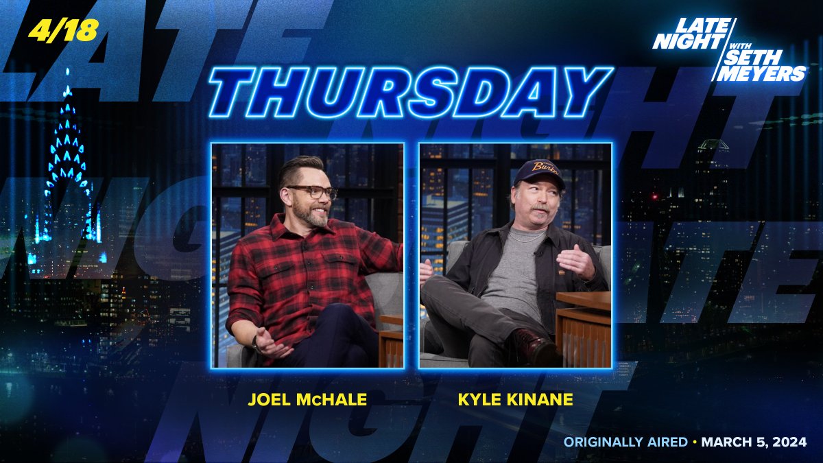 TONIGHT! @JoelMchale and @KyleKinane drop into Studio 8G.