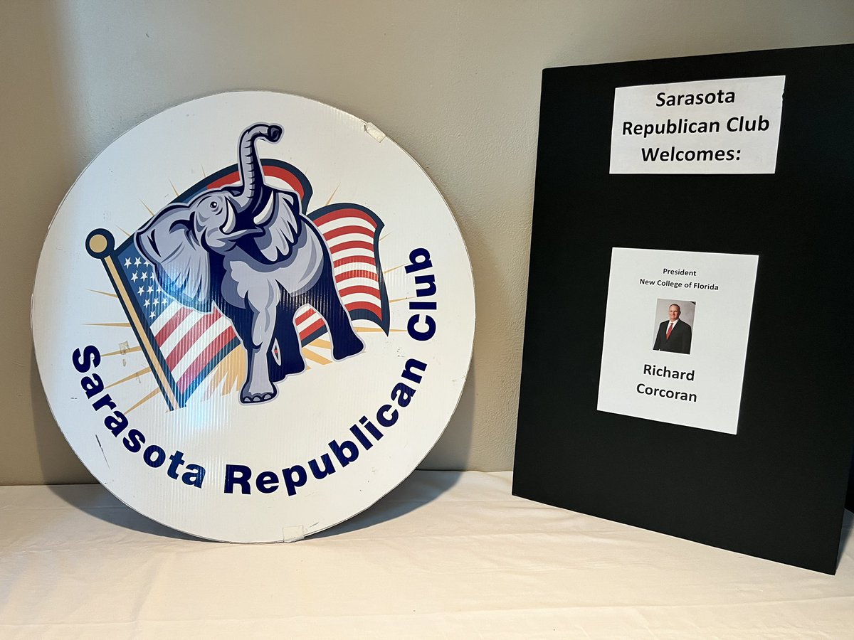 .@NewCollegeofFL President @richardcorcoran is speaking to the Sarasota Republican Party at Marina Jacks this evening. Normally this is where my live-thread begins, however I’m being denied entry by party leadership.