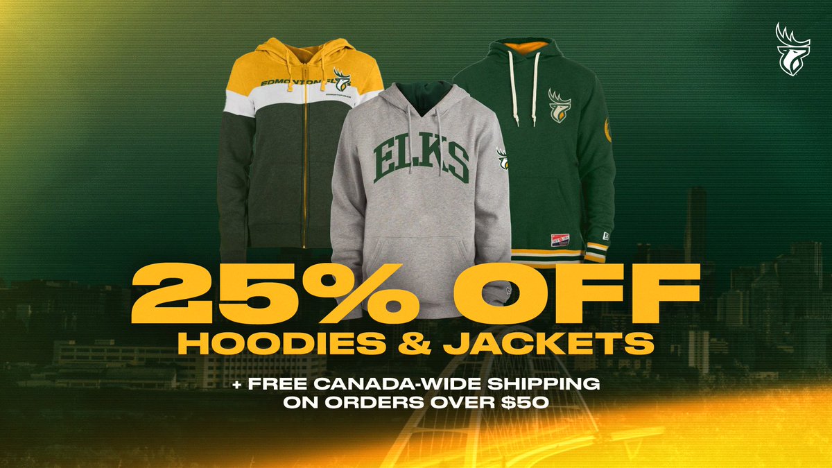 With single-game tickets on sale, we need to get Elks fans geared up for the 2024 season! For a limited time, save 25% on all hoodies and jackets, plus get FREE Canada wide shipping on all orders over $50. 👕 | shop.goelks.com #OurTeamOurCity #GoElks #CFL