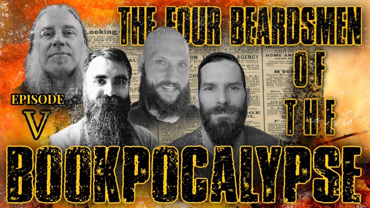 BeardofDarkness's tweet photo. The boys are back in town! The Four Beardsmen of The Bookpocalypse will be LIVE at 4pm EST/9pm UK with our 5th Episode. WIPs, Shenanigans, Beards, SFF, and THE DARKNESS! @DB_Rook @TomBookbeard @DavidTList #4botb #Livestream https://t.co/zPdcJSUty0