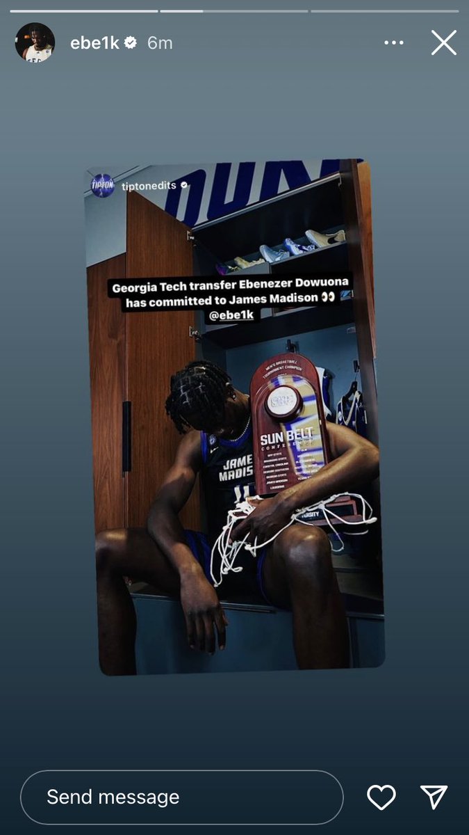 🚨James Madison has landed Georgia Tech transfer Ebenezer Dowuona, per tiptonedits on IG 

📊The 6’11” senior averaged 1 PPG and 1.4 RPG this past season. Averaged 4.1 PPG, 4.1 RPG, and 1.7 blocks for NC State in 2021-22

#JamesMadison #CollegeBasketball #SunBeltMBB