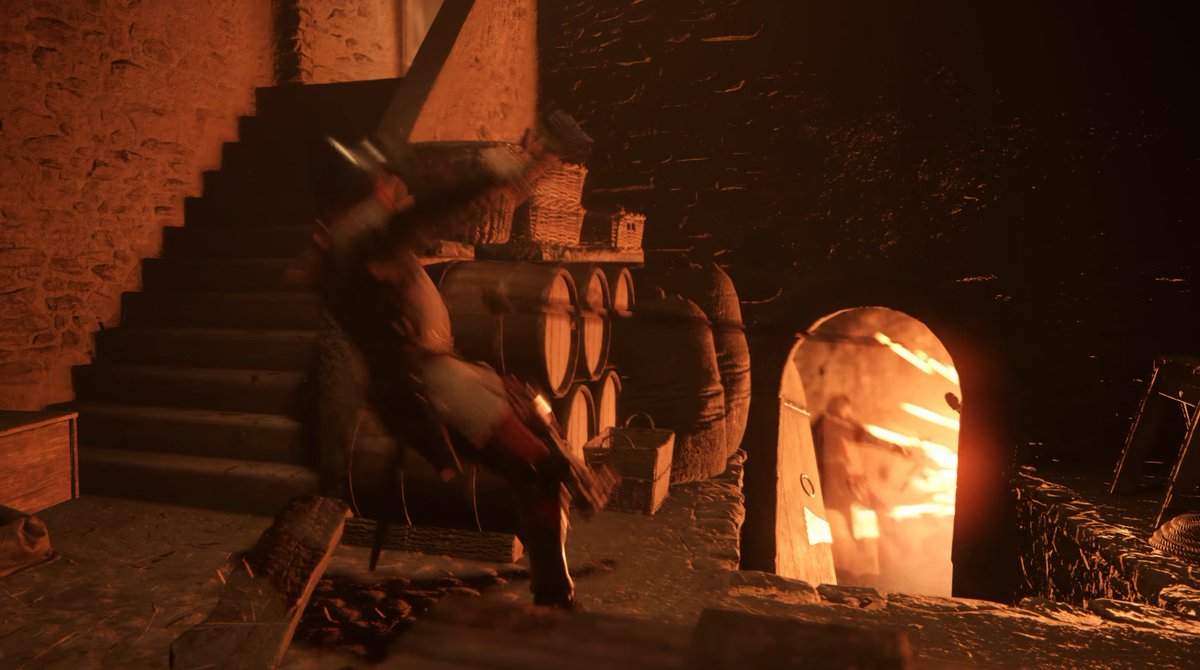 DanielVavra's tweet photo. I'm here to bring you historically accurate exploding barrels! Among other historically accurate things! Its going to be accurate! You can trust me :) https://t.co/YBAmXhbJaK