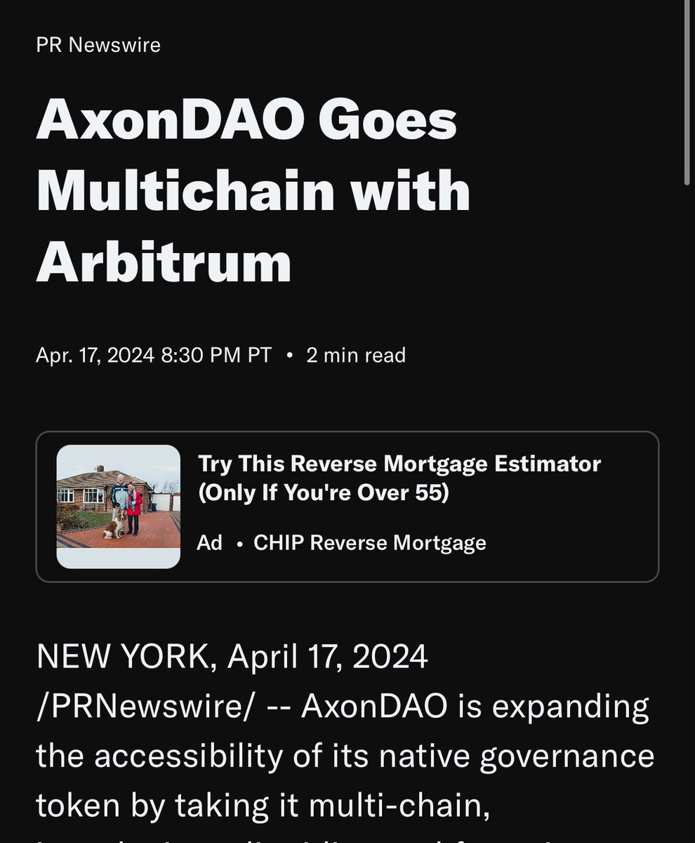 jollygreenmoney's tweet photo. IT’S OFFICIAL 🚨 

AxonDAO $AXGT launches on Arbitrum on April 24th 🚀 

Why this is bullish:

✅ Access to an additional $2.5B of TVL on $ARB, the most popular ETH L2

✅ Allows trading of $AXGT with next to no gas on Arbitrum vs. high gas on ETH

✅ Expands the AxonDAO ecosystem to Arbitrum builders (a top 10 ecosystem)

✅ Paves way for $AXGT to be launched on another leading ETH L2 next month (😉)

The foundation is being laid for the king of DeSci to absolutely smash the rest of 2024 and beyond 👑