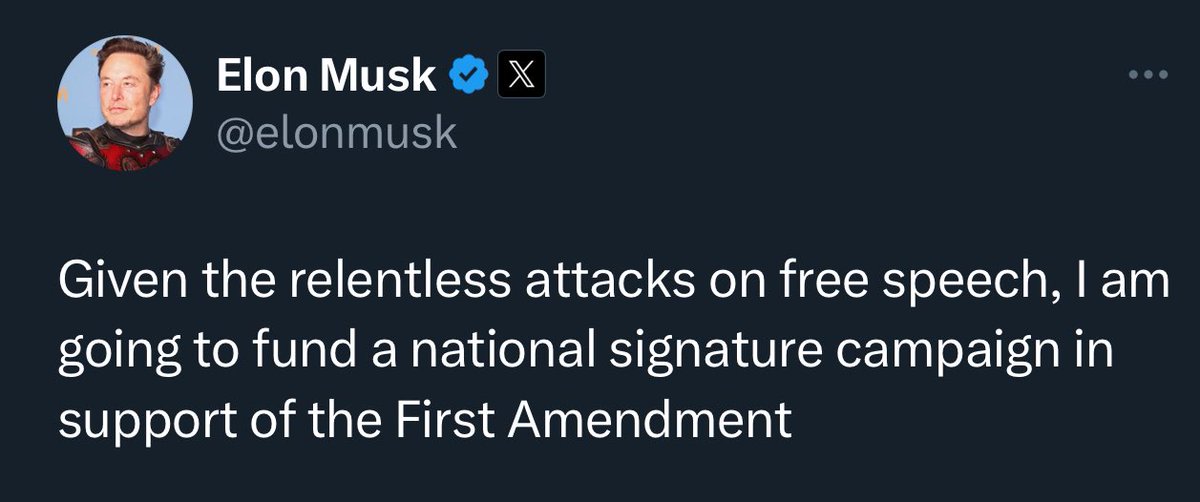 ElonMuskAOC's tweet photo. Who’s going to sign my campaign? 

If you support free speech, you should. https://t.co/6ciCGHCulv
