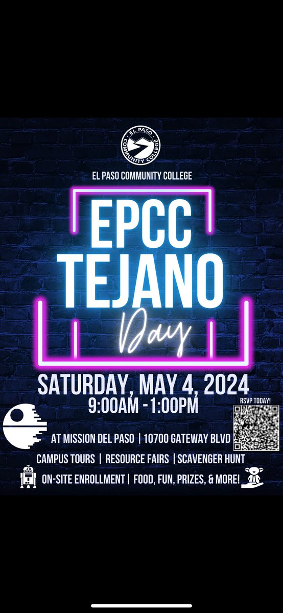 MdP_epcc's tweet photo. 2024 EPCC Tejano Day is on Saturday, May 4th at the Mission Del Paso Campus! This is our premier open house event.  Come and explore EPCC career and technical programs, visit community vendors and student resources, learn about student organizations, and speak to EPCC faculty. https://t.co/TcKQQCvFgo