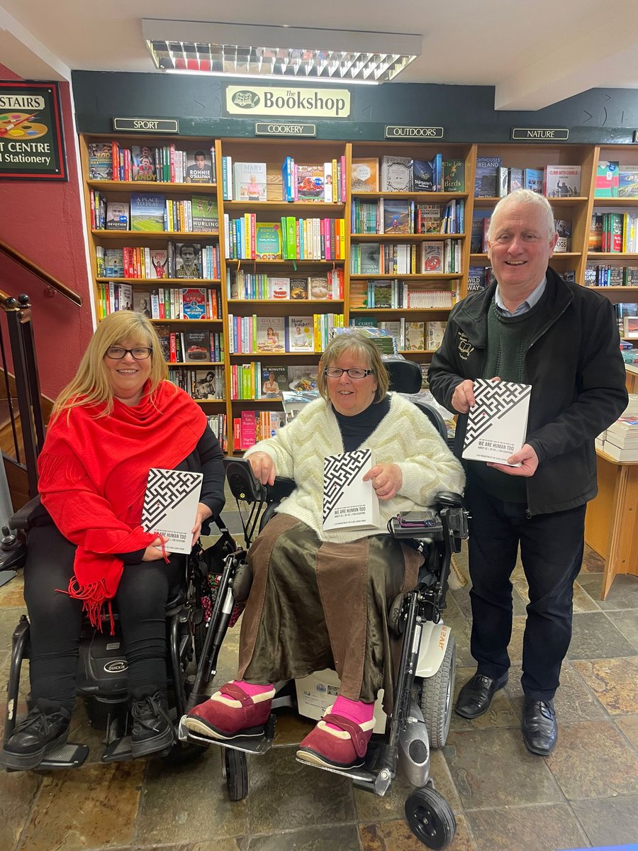 Sincere gratitude to The Bookshop Westport for stocking #WeAreHumanToo. Thrilled to have Ber Hoban, contributor, in-store. To everyone living in or visiting West Mayo, you can get your hands on a copy in the inviting Bookshop on Bridge St. images include Seamus the owner & Ber.
