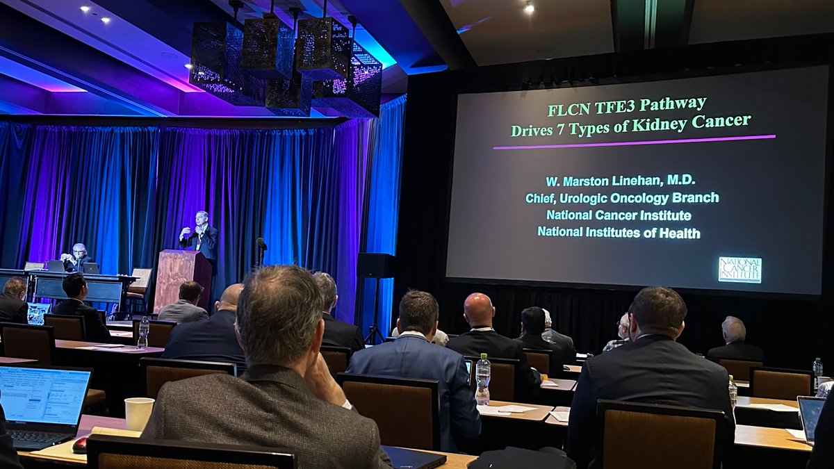 Our @MarstonLinehan updates #AAGUS on the importance of the FLCN TFE3 pathway in multiple types of #kidneycancer. Highlights the contribution of his many past @SUO_YUO fellows.