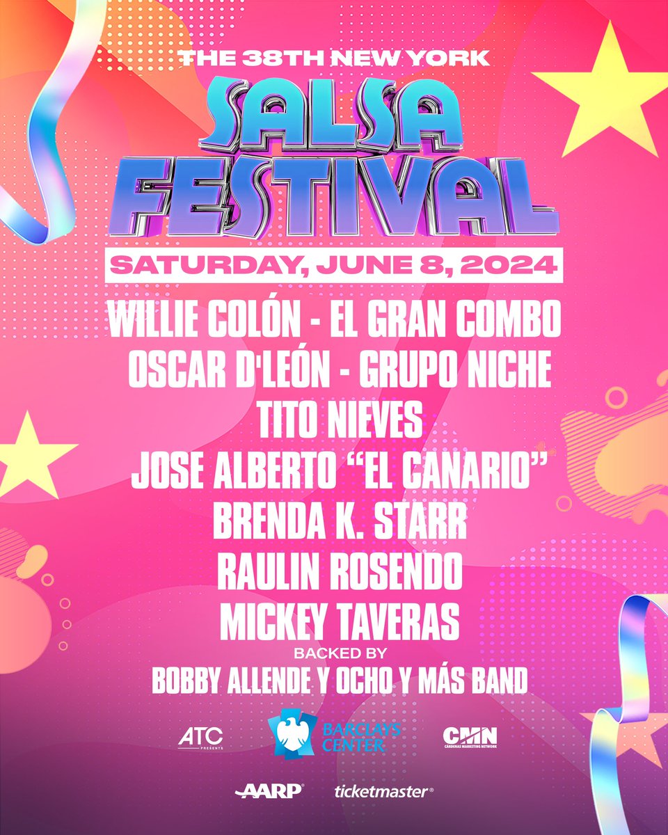 JUST ANNOUNCED: The 38th New York Salsa Festival returns to BK on Saturday, June 8 featuring Willie Colón, El Gran Combo, Oscar D’León, Grupo Niche, & more! Get tickets tomorrow at 1PM! 🎫: bit.ly/4d2snqW