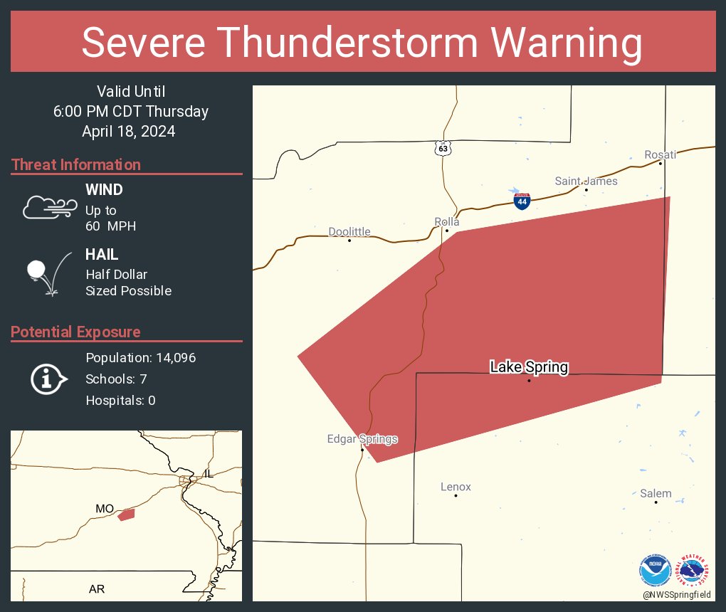 Severe Thunderstorm Warning including Lake Spring MO until 6:00 PM CDT