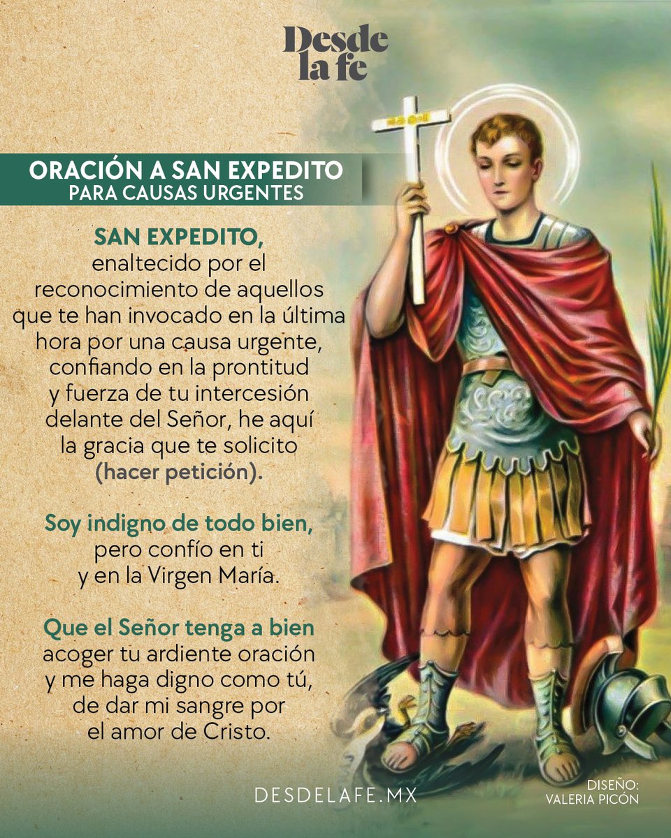 Cada 19 de abril, la Iglesia Católica celebra a #sanExpedito, uno de los santos para las causas difíciles. Te compartimos esta #oracion para pedirle por una causa urgente. 😇