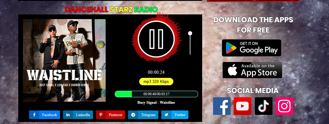 SaveDancehall's tweet image. Dancehall Starz Radio
🔊Jetzt läuft⏯ Busy Signal-Waistline @ reggae-universe.com/#DancehallStar… @ReggaeStarz_RSR @RSR_ENT_GROUPUK @reggaeunivrse @reggaeunrecords @reggaeunivrsetv #Wurzeln #fangen #Reggae #soca #Tanzsaal #LiebhaberRocken #Jamaika #iranisch #StromReggaeUniversum🌍