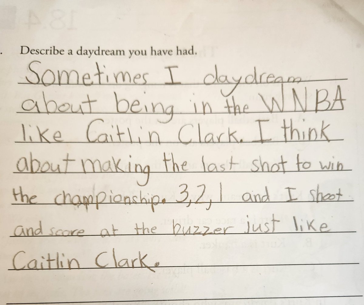 My daughters 2nd grade homework assignment. The @CaitlinClark22 effect is alive in this hoops family.